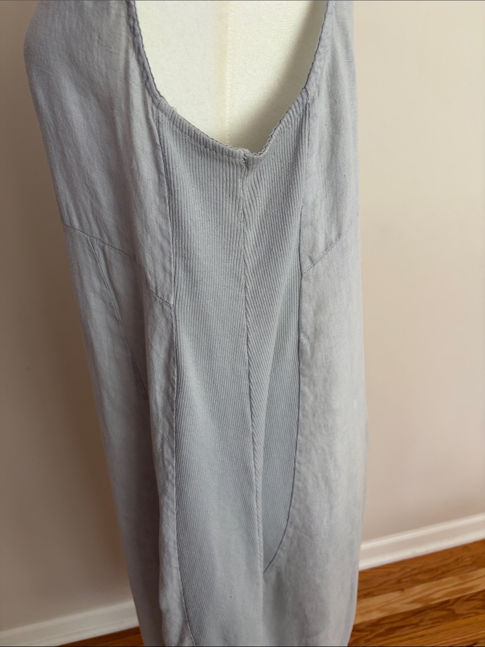100% Linen Sleeveless Light Gray Maxi Dress with Side Pockets-Great Condition - Picture 7 of 11